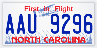 NC license plate AAU9296