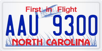 NC license plate AAU9300