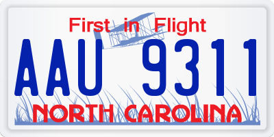 NC license plate AAU9311