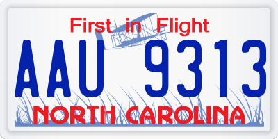 NC license plate AAU9313