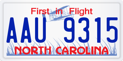 NC license plate AAU9315