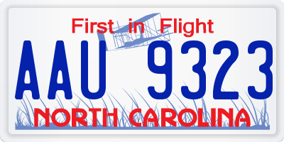 NC license plate AAU9323