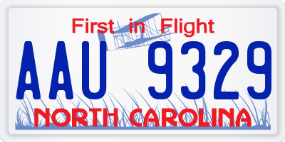 NC license plate AAU9329