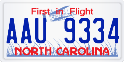 NC license plate AAU9334