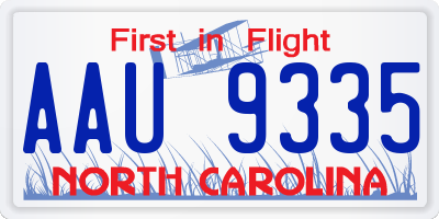 NC license plate AAU9335