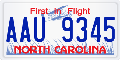 NC license plate AAU9345
