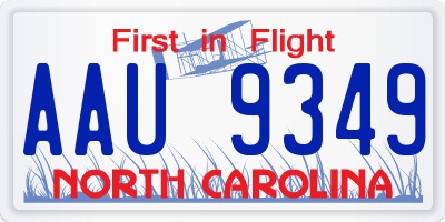 NC license plate AAU9349