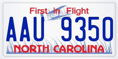 NC license plate AAU9350