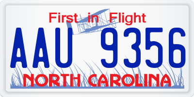 NC license plate AAU9356