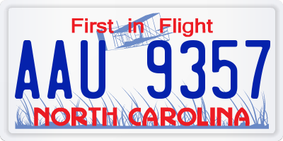 NC license plate AAU9357