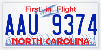 NC license plate AAU9374