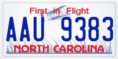 NC license plate AAU9383