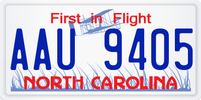 NC license plate AAU9405