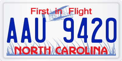 NC license plate AAU9420