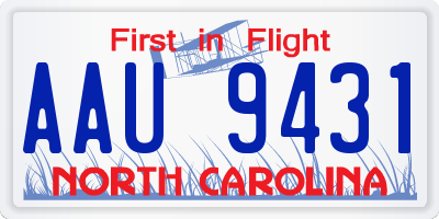 NC license plate AAU9431
