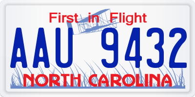 NC license plate AAU9432