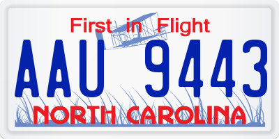 NC license plate AAU9443