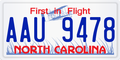 NC license plate AAU9478