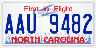 NC license plate AAU9482
