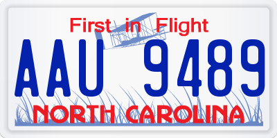 NC license plate AAU9489