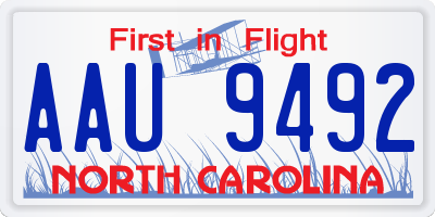 NC license plate AAU9492