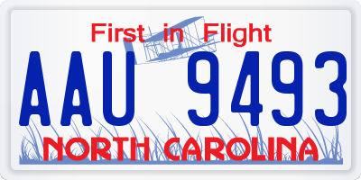 NC license plate AAU9493