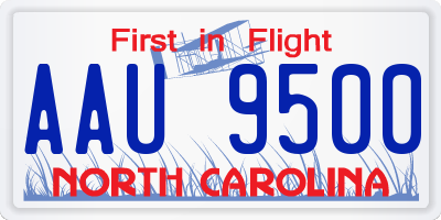 NC license plate AAU9500