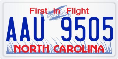 NC license plate AAU9505