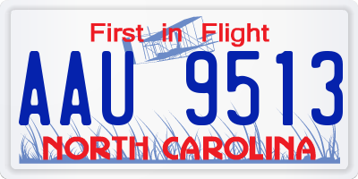 NC license plate AAU9513