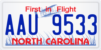 NC license plate AAU9533