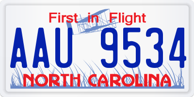 NC license plate AAU9534