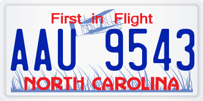 NC license plate AAU9543