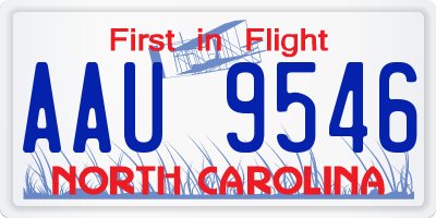NC license plate AAU9546