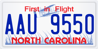 NC license plate AAU9550