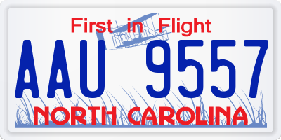 NC license plate AAU9557