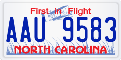 NC license plate AAU9583