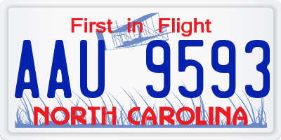 NC license plate AAU9593
