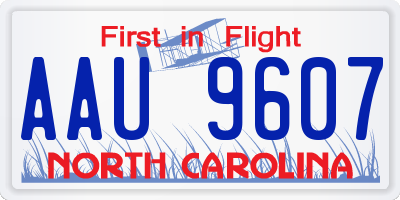 NC license plate AAU9607