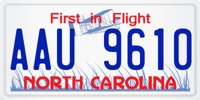 NC license plate AAU9610