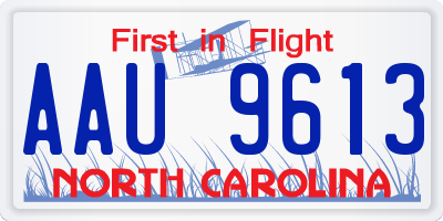 NC license plate AAU9613