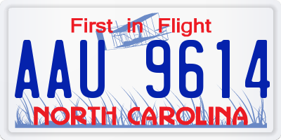 NC license plate AAU9614