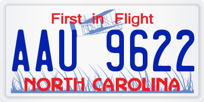 NC license plate AAU9622