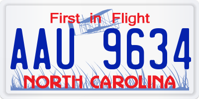 NC license plate AAU9634