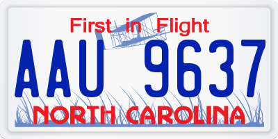 NC license plate AAU9637