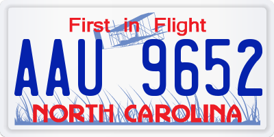 NC license plate AAU9652