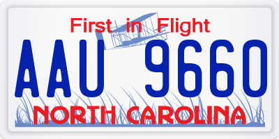 NC license plate AAU9660