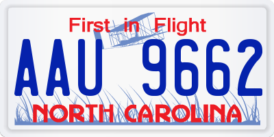 NC license plate AAU9662