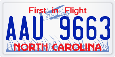 NC license plate AAU9663