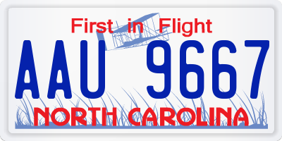 NC license plate AAU9667