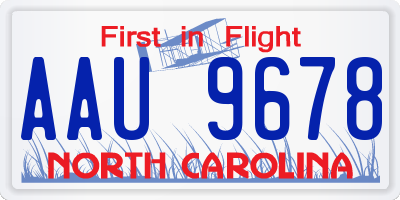 NC license plate AAU9678